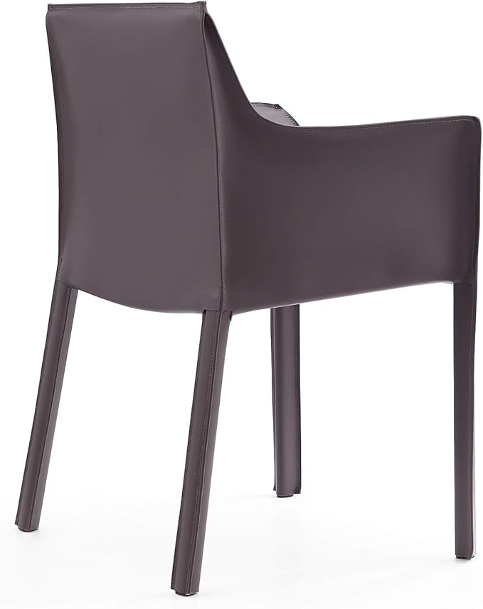 Manhattan Comfort Paris 8-Piece Leather Dining Chair and Armchair Set, Upholstered in Luxurious Saddle Material, Metal Frame, Ideal for Industrial and Coastal Homes, No Assembly, Grey