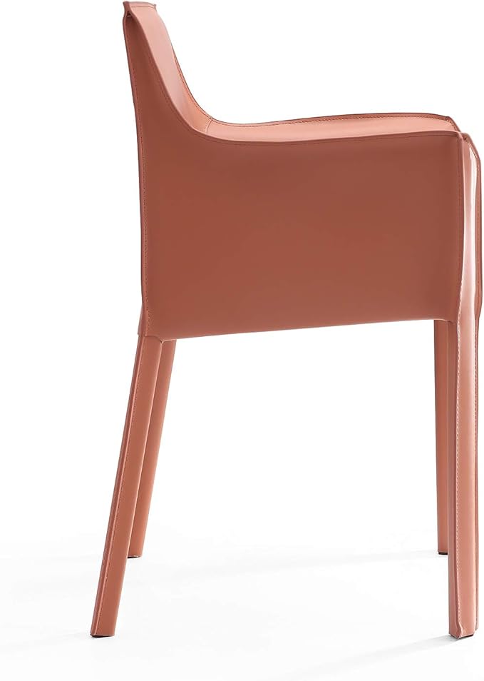 Manhattan Comfort Paris 8-Piece Leather Dining Chair and Armchair Set, Upholstered in Luxurious Saddle Material, Metal Frame, Ideal for Industrial and Coastal Homes, No Assembly, Clay