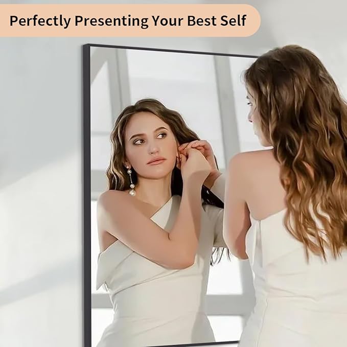Koonmi Black Mirrors for Wall, 24x36 Inch Bathroom Mirror, Rectangular Wall Mirror for Living Room Bedroom Bathroom, Hangs Horizontally or Vertically