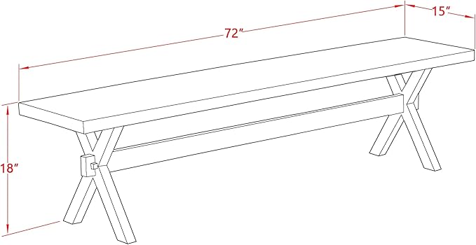 East West Furniture X627FL624-6 6 Piece Dining Room Set Contains a Rectangle Dining Table with X-Legs and 4 Black Linen Fabric Parson Chairs with a Bench, 40x72 Inch, Multi-Color
