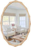 sawsile 20x30'' Rustic Oval Wood Mirror,Decorative Farmhouse Oval Mirrors,Bamboo Vanity Nature Mirrors for Bedroom, Bathroom, Living Room,or Entryway