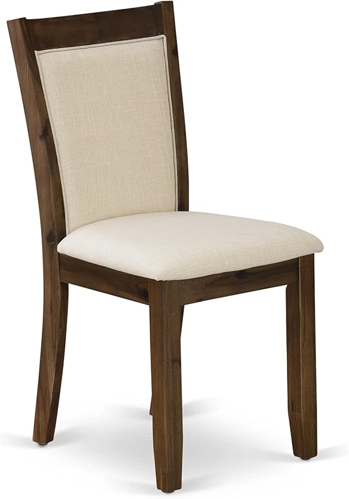 East West Furniture X727MZN32-7 7 Piece Modern Dining Table Set Consist of a Rectangle Wooden Table with X-Legs and 6 Light Beige Linen Fabric Upholstered Chairs, 40x72 Inch, Multi-Color