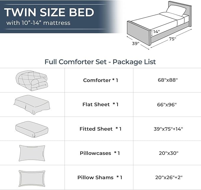 HEVUMYI Twin Comforter Set - 5-Piece All Season Bed in a Bag Twin, Ultra Soft Bedding Set with Comforter, Flat Sheet, Fitted Sheet, Pillowcases, Pillow Shams, Green & Light Grey