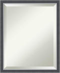Amanti Art Black Bathroom Mirror for Over Sink, 22x18 Eva Black Silver Thin Rectangle Vanity Mirror, Small Modern Contemporary Frame, Hangs Horizonally and Vertically, Bathroom Wall Decor, Beveled