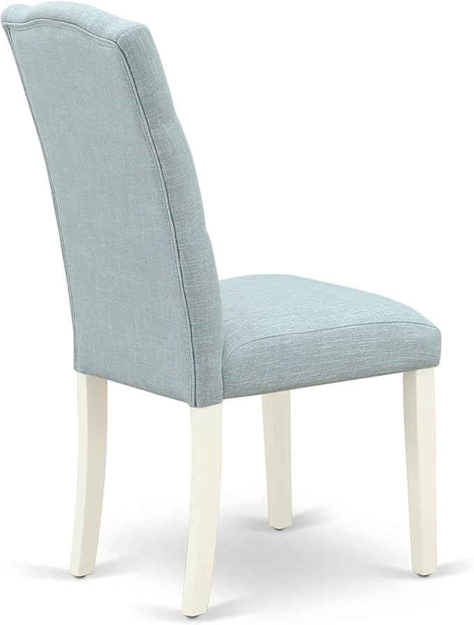 East West Furniture V027CE215-5 5 Piece Dining Room Furniture Set Includes a Rectangle Dining Table with V-Legs and 4 Baby Blue Linen Fabric Upholstered Chairs, 40x72 Inch, Multi-Color