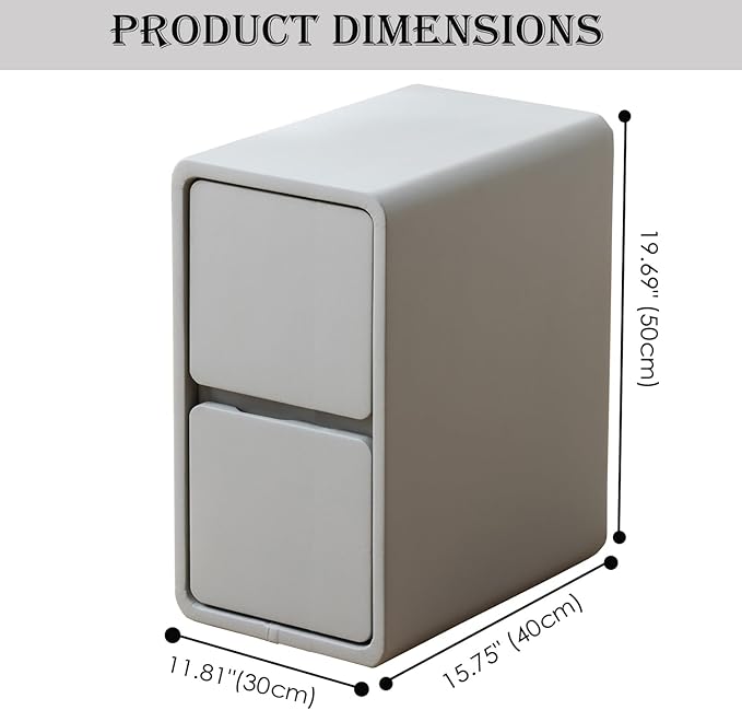 Narrow Nightstand, Solid Wood Night Stand for Small Spaces, Couch, Gray Color 11.81 in Wide