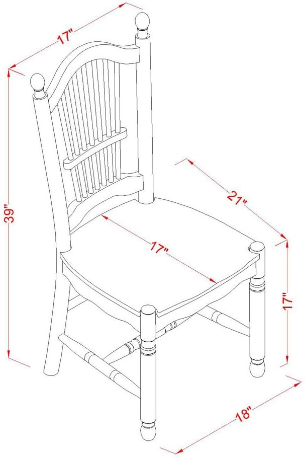 East West Furniture MZDO5-WHI-W 5 Piece Dining Room Furniture Set Includes a Rectangle Kitchen Table with Dropleaf and 4 Dining Chairs, 36x54 Inch, Buttermilk & Cherry
