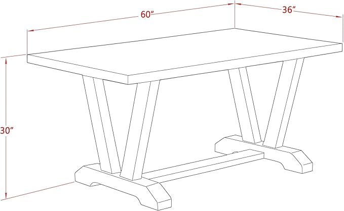 East West Furniture V696DR124-6 6 Piece Kitchen Table Set Contains a Rectangle Dining Table with V-Legs and 4 Black Color Linen Fabric Parson Chairs with a Bench, 36x60 Inch, Multi-Color