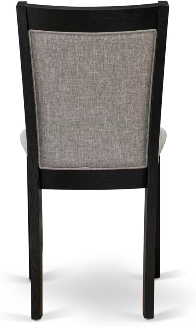 East West Furniture V677MZ606-7 7 Piece Modern Dining Table Set Consist of a Rectangle Wooden Table with V-Legs and 6 Shitake Linen Fabric Upholstered Chairs, 40x72 Inch, Multi-Color