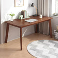 IOTXY Simple Wooden Writing Desk - Modern Minimalist Style PC Laptop Computer Workbench with Solid Wood Legs, 55" W Home Office Work Table for TV Stand Music Video Live Broadcast Workstation, Walnut