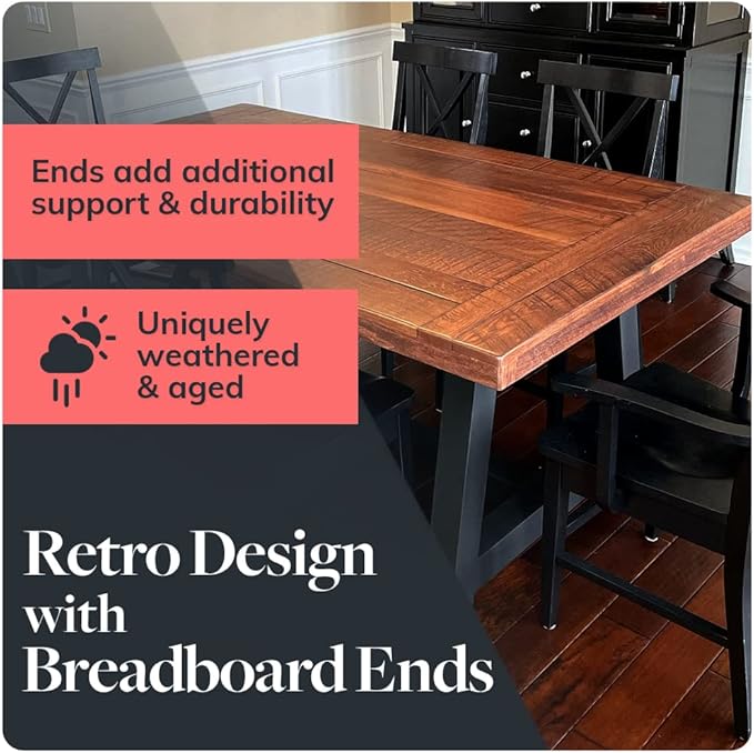 Reclaimed Wood Table Top - Rustic Recycled Solid Wooden Piece Perfect for Signs, Counters, Kitchens Table Tops (Reclaimed Wood Tabletop with Breadboard Ends, 30" x 30")