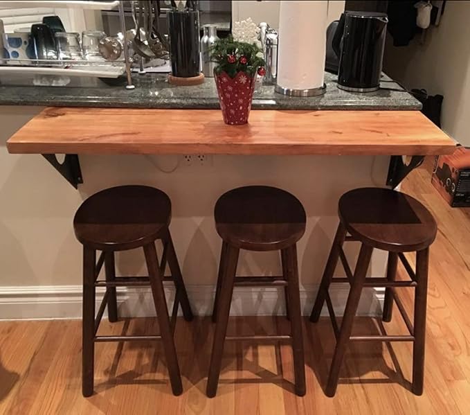 Industrial Rustic Wall-Mounted Table, Dining Table Desk, Pine Wood Wall-Mounted Bar Tables (31“X14”)