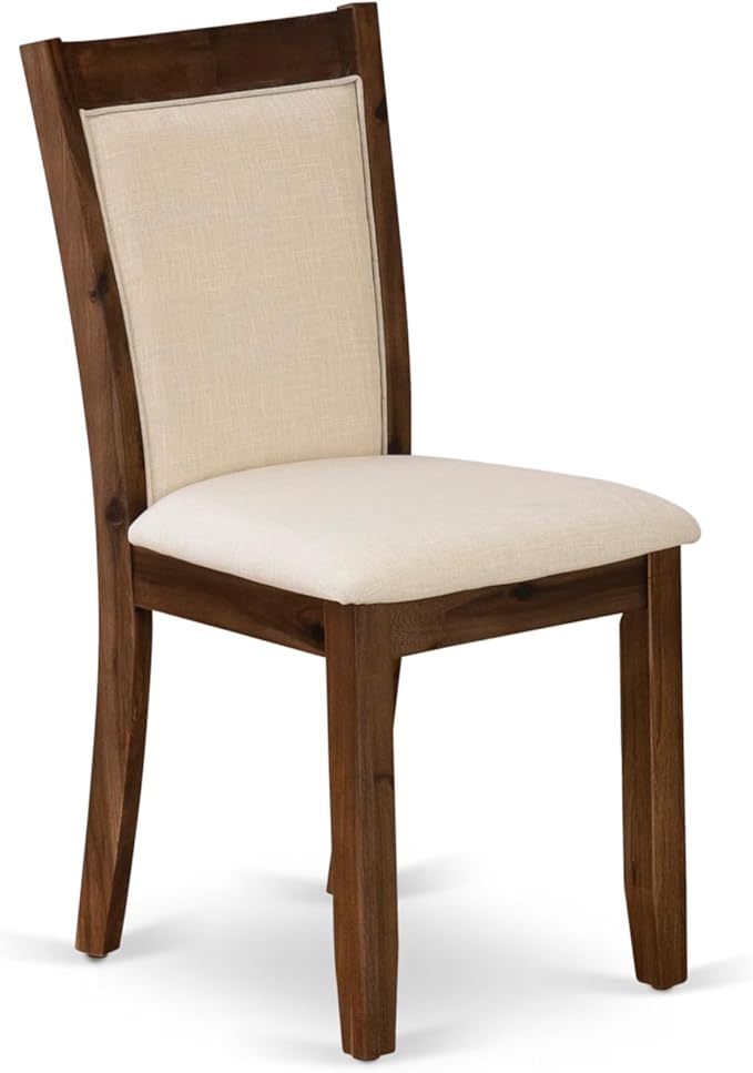 East West Furniture V797MZN32-6 6 Piece Dining Set Contains a Rectangle Dining Room Table with V-Legs and 4 Light Beige Linen Fabric Upholstered Chairs with a Bench, 40x72 Inch, Multi-Color