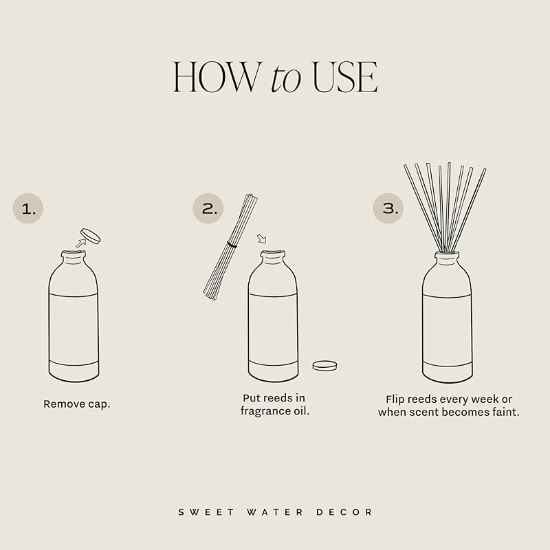 Sweet Water Decor Cashmere and Vanilla Reed Diffuser – Room Decor Aesthetic with Long-Lasting Premium Fragrance of Milky Coconut, Jasmine, Soft Cashmere, and Pear, for 4 Months – Ideal for Home Decor