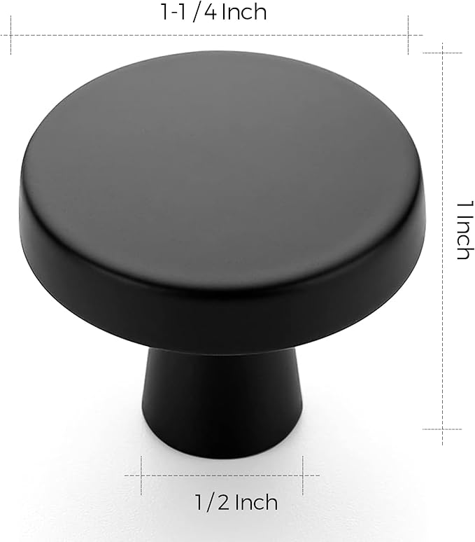 Ravinte 25 Pack Drawer Pulls 1-1/4 Inch Kitchen Cabinet Knobs Solid Round Dresser Drawer Knobs Matte Black Dresser Knobs Drawer Knobs Simple Cabinet Hardware for Cupboard Drawer Pulls