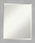 Amanti Art Silver Bathroom Mirror for Over Sink, 23x19 Vista Brushed Nickel Narrow Rectangle Vanity Mirror, Small Casual Frame, Hangs Horizonally and Vertically, Bathroom Wall Decor, Beveled Edge