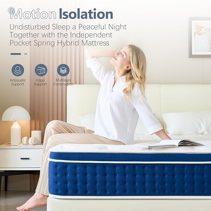 Full Size Mattress, 12 Inch Hybrid Full Mattress in a Box, Gel Memory Foam and Pocket Coils Innerpring Mattresses, Cooler Sleep with Pressure Relief and Support, 54"*75"*12"