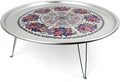 Korean Traditional Folding Snack Table – Retro Aluminum “Yang-eun Bapsang” with Flower Pattern (42.5cm)