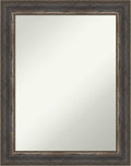 Amanti Art Brown Bathroom Mirror for Over Sink, 29x23 Alta Medium Brown Rectangle Vanity Mirror, Medium Country Rustic Frame, Hangs Horizonally and Vertically, Bathroom Wall Decor, Non-Beveled Edge