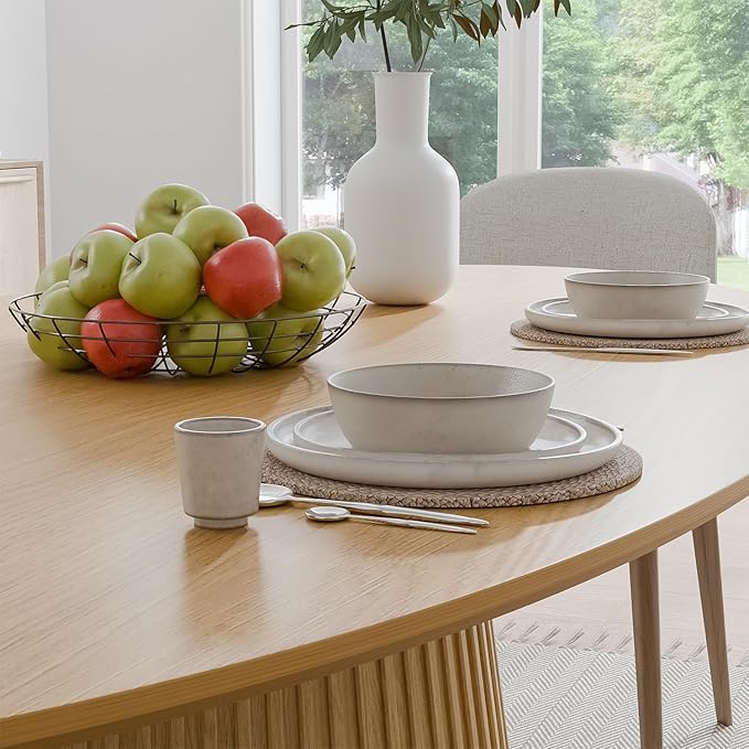 Casaphoria 67" Oval Dining Table, Modern Wood Kitchen Table with Cone Shaped Stripe Base for Living Room & Dining Room, Easy Assembly Farmhouse Furniture for 4-6, Oak