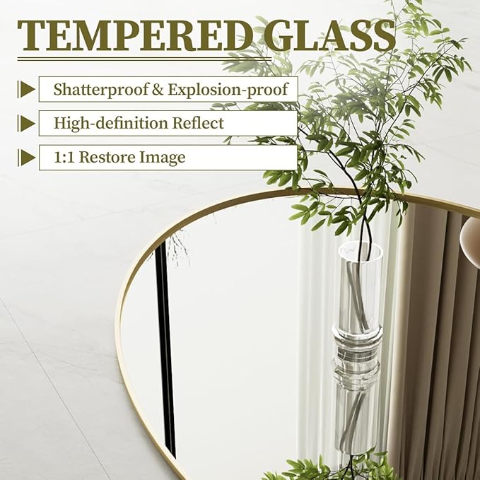 Koonmi Gold Oval Bathroom Mirror, 30"x48" Bathroom Vanity Mirror, Oval Mirror for Bedroom Living Room Entryway, Hangs Horizontal or Vertical
