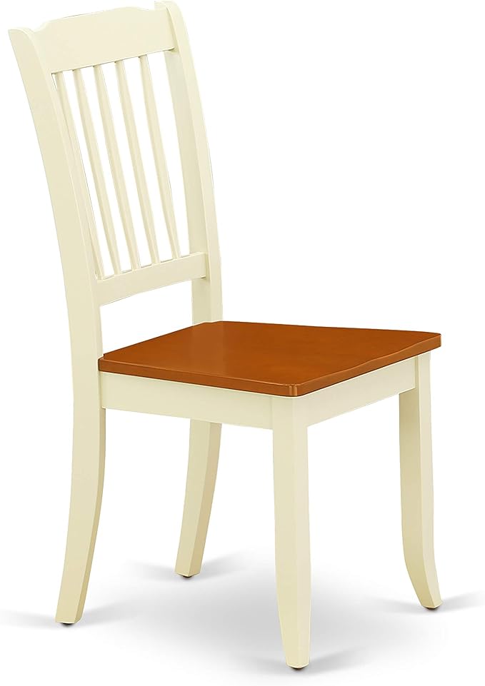 East West Furniture DODA7-BMK-W 7 Piece Dining Table Set Consist of a Rectangle Dinner Table with Butterfly Leaf and 6 Dining Room Chairs, 42x78 Inch, Buttermilk & Cherry