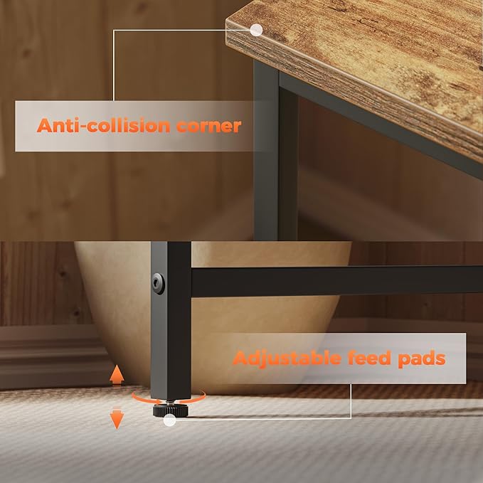 Computer Desk 55 X 24 inch, Gaming Desk for Small Spaces, Modern Simple Style Table for Home Office, Study Student Writing Table (Shelf, Rustic Brown, 55 inch)