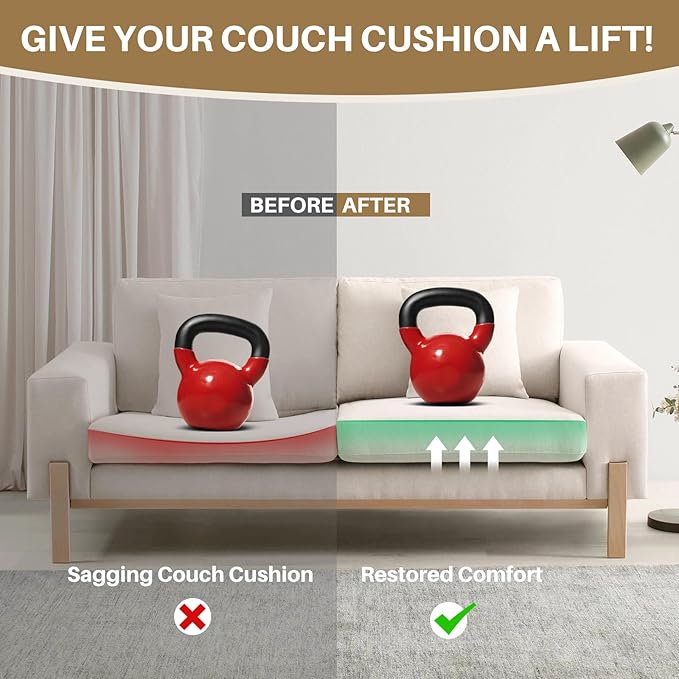 Couch Cushion Support for Sagging Cushions 20''x20'', Two in One Sofa Cushion Support to Repair Sagging Seats, Lift Saggy Seats, Extend Couch's Life, Blue & Grey 3PCS
