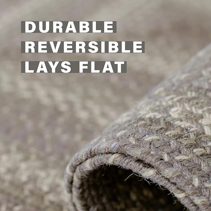 Homespice Grey Cloud Oval Area Rugs, 5x8' - Grey, Handmade with Jute - Warm Farmhouse Country Decor, Perfect for Living Rooms and Bedrooms - Durable, Easy to Clean and Pet Friendly