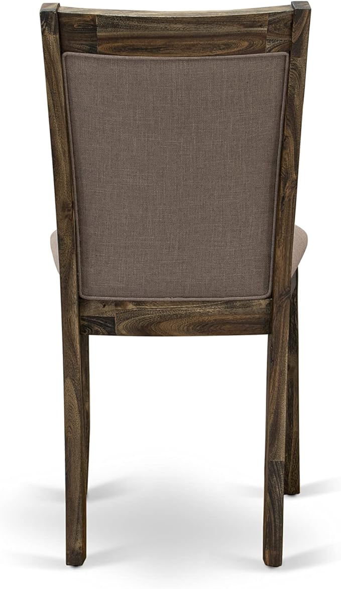 East West Furniture X727MZ748-5 5 Piece Dining Room Furniture Set Includes a Rectangle Dining Table with X-Legs and 4 Coffee Linen Fabric Upholstered Chairs, 40x72 Inch, Multi-Color