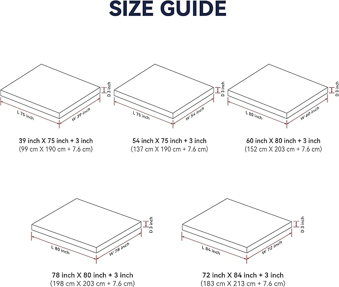 3 Inch White Goose Feather Mattress Topper,Full Feather Bed Topper,Mattress Cover with Straps,Ultra Soft Pillowtop,100% Organic Cotton Fabric(54”x75”)