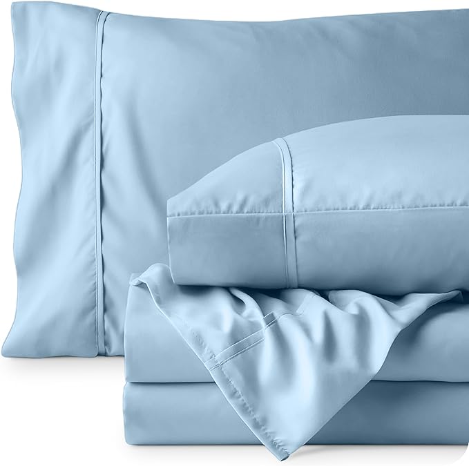 Bare Home Twin XL Sheet Set - College Dorm Size - Luxury 1800 Ultra-Soft Microfiber Twin Extra Long Bed Sheets - Deep Pockets - Easy Fit - Extra Soft - 3 Piece Set - Bed Sheets (Twin XL, Light Blue)