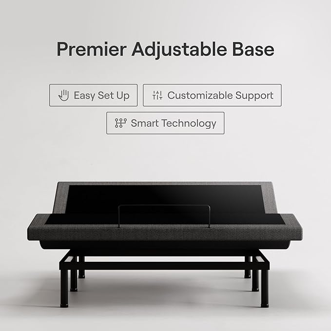 Nectar Luxe Full Adjustable Base & 14” Mattress (New Version) - Head & Foot Incline - Medium Firm Memory Foam - Cooling Upgrade - 3 Massage Settings - 365-Night Mattress Trial & Forever Warranty
