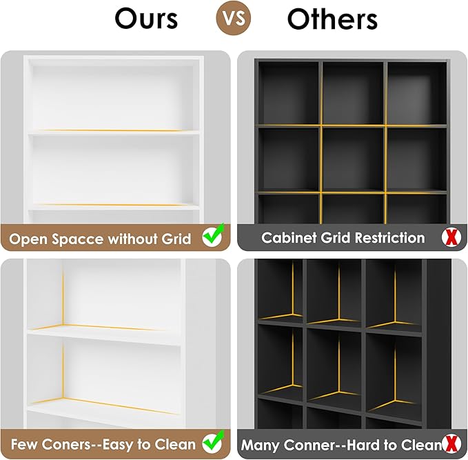 82" Tall Bookshelf, 7-Tier Open Shelves Bookcase, Freestanding Display Storage Shelves, Tall Bookcase Home Decor Furniture for Home Office, Living Room, Bedroom, White
