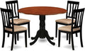 East West Furniture DLAN5-BCH-C 5 Piece Dining Table Set for 4 Includes a Round Kitchen Table with Dropleaf and 4 Linen Fabric Kitchen Dining Chairs, 42x42 Inch, Black & Cherry