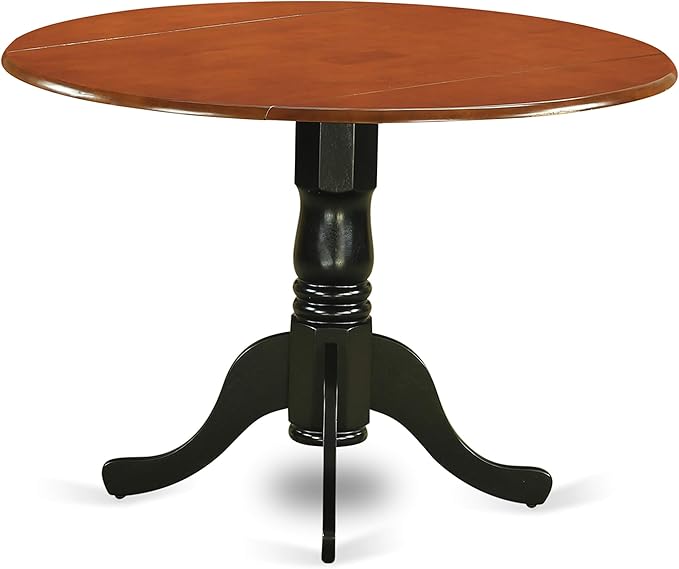 East West Furniture DLAN3-BCH-W 3 Piece Dinette Set for Small Spaces Contains a Round Dining Table with Dropleaf and 2 Dining Chairs, 42x42 Inch, Black & Cherry