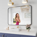 Bathroom Mirror, 30X40 Inch Black Metal Framed Mirror for Bathroom, Tempered Glass, Anti-Rust, Rounded Rectangle Mirror for Restroom, Bedroom, Black
