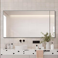 Black Bathroom Mirror for Wall, Rectangle Mirrors with Metal Frame, Modern Vanity Wall Mirror Decor for Entryway Hangs, Bathroom Living Room Horizontal or Vertical (Black, 36" L x 30" W)