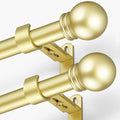 Curtain Rods for Windows 16 to 76 Inches, Curtain Rod Max Adjustable Length of 88 IN, 1" Diameter Drapery Rods Round Finials, Warm Gold, Pack of 2