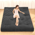 Japanese Floor Mattress, 4" Thicken Futon Mattress Full Size Sleeping Pad, Corduroy Foldable Mattress Pad Roll Up Tatami Mat Floor Mattress for Adults（Grey）