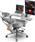 Newtral Office Chair Ergonomic - Home Office Desk Chair, Big and Tall Office Chair, Auto-Following Lumbar Support, 4D Armrest, Adjustable Seat Depth and Heigt (with Footrest + Laptop Tray, Gray)