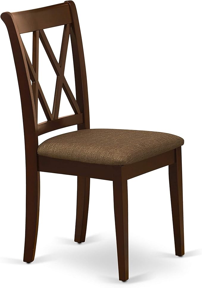 East West Furniture DUCL7-MAH-C 7 Piece Dining Set Consist of a Rectangle Dinner Table and 6 Linen Fabric Kitchen Dining Chairs, 36x60 Inch, Mahogany
