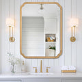 WallBeyond 30" x 40" Rounded Corner Arch Wall Mirror with Wood Frame for Entryway, Living Room or Bedroom Home Decor - Light Woodgrain [30 x 40 inches, Natural Color]