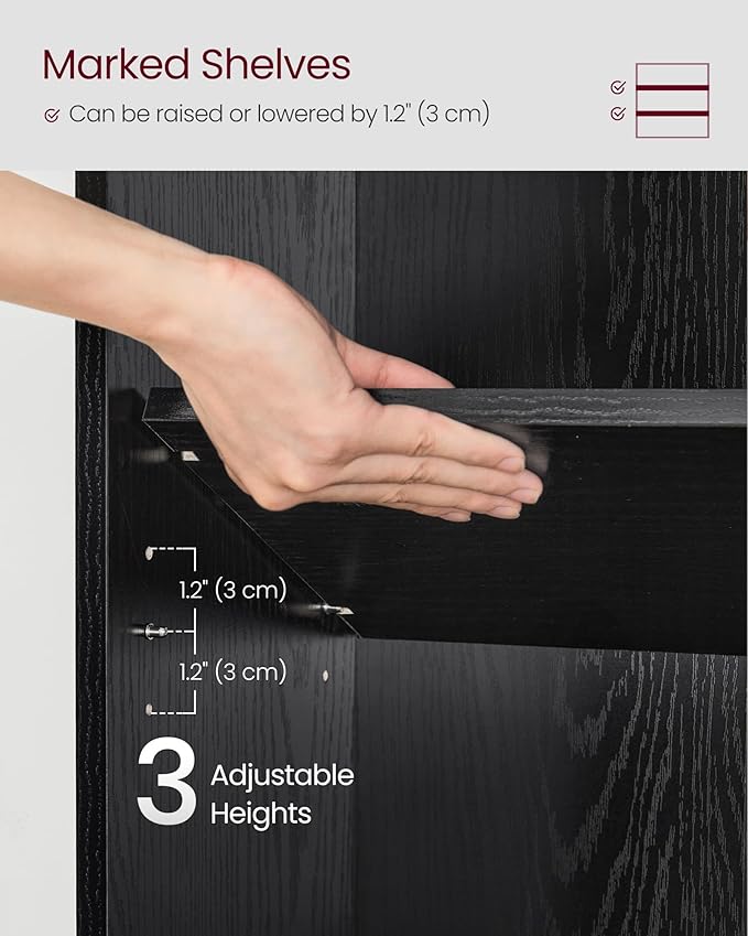 VASAGLE Custos Collection - Bookshelf, 3-Tier Bookcase, Book Shelf, Open Storage Shelf, 9.4 x 31.5 x 32 Inches, for Living Room, Home Office, Dinning Room, Ebony Black ULBC173T56