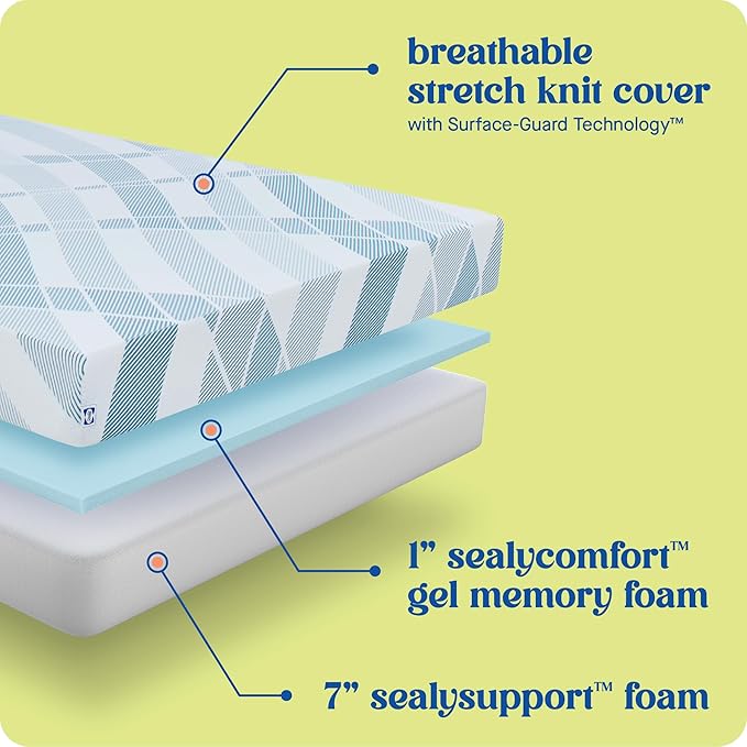 Sealy Dreamlife 8” Foam Mattress-in-a-Box, King, SealyComfort Gel Memory Foam, Surface-Guard Technology, Breathable Comfort
