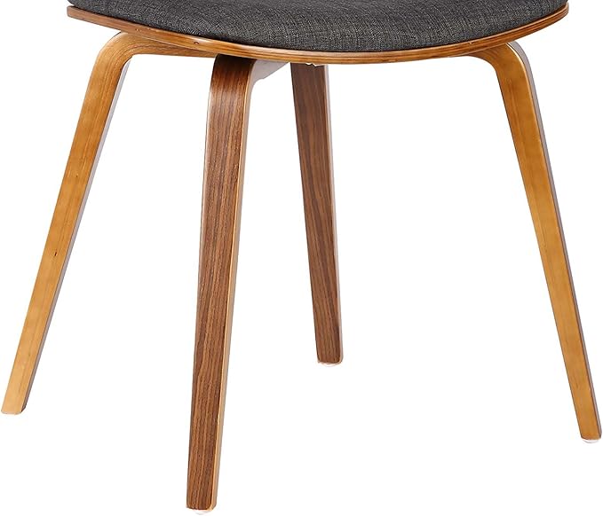 Armen Living Jaguar Mid-Century Dining Chair in Walnut Wood and Charcoal Fabric - Set of 4