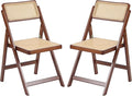Tiita Rattan Dining Chairs Set of 2, Mid Century Modern Folding Chair, Bamboo Folding Dining Chairs for Small Space, Dining Room, Living Room, Bedroom, Walnut
