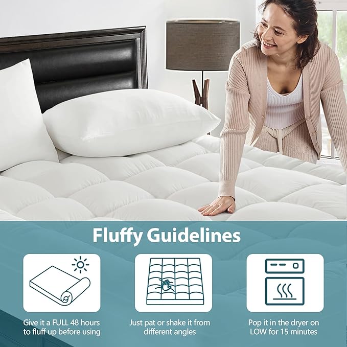 CYMULA California King Mattress Topper - Extra Thick Cooling Mattress Pad Cover for Back Pain - Soft Mattress Protector Bed Topper Pillow Top with 8-21 Inch Deep Pocket 3D Snow Down Alternative Fill