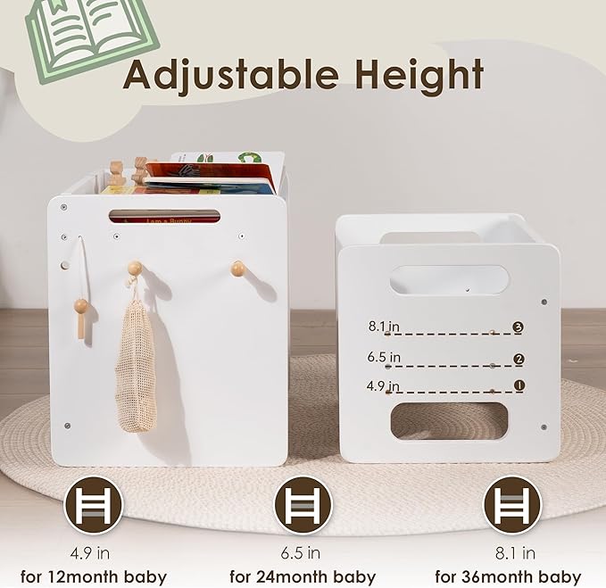 Montessori Weaning Table and Chair Set - Adjustable Design for Toddlers, Ideal for Mealtime, Learning, and Play, White