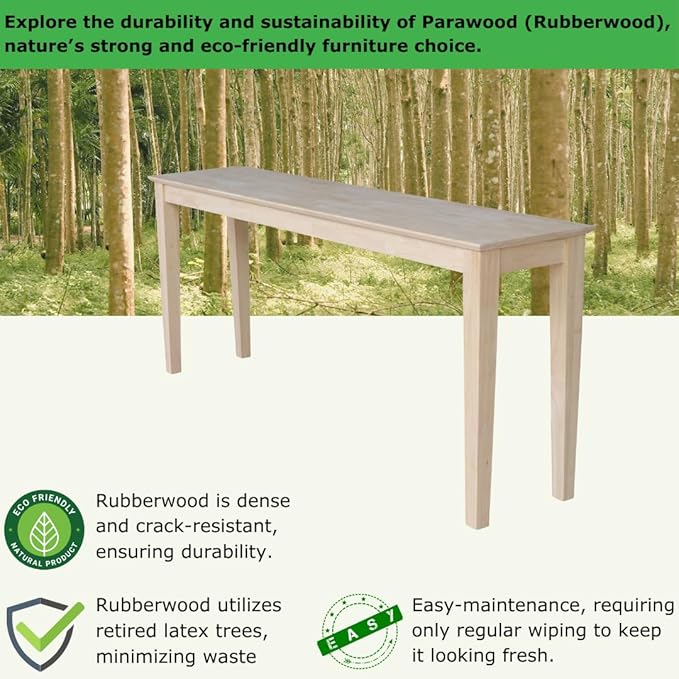 Solid Wood Extended Length Shaker Console Table - 72" Wide